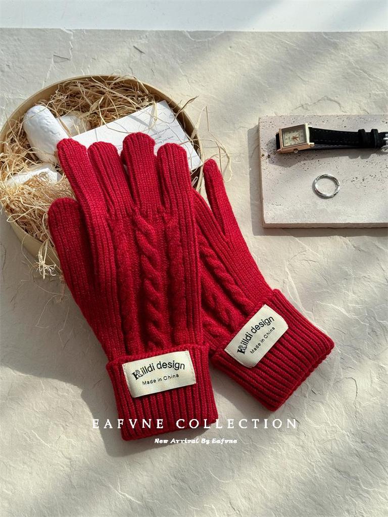 Korean Style Wool Balaclava & Twisted Gloves Set for Women - Perfect for Autumn and Winter