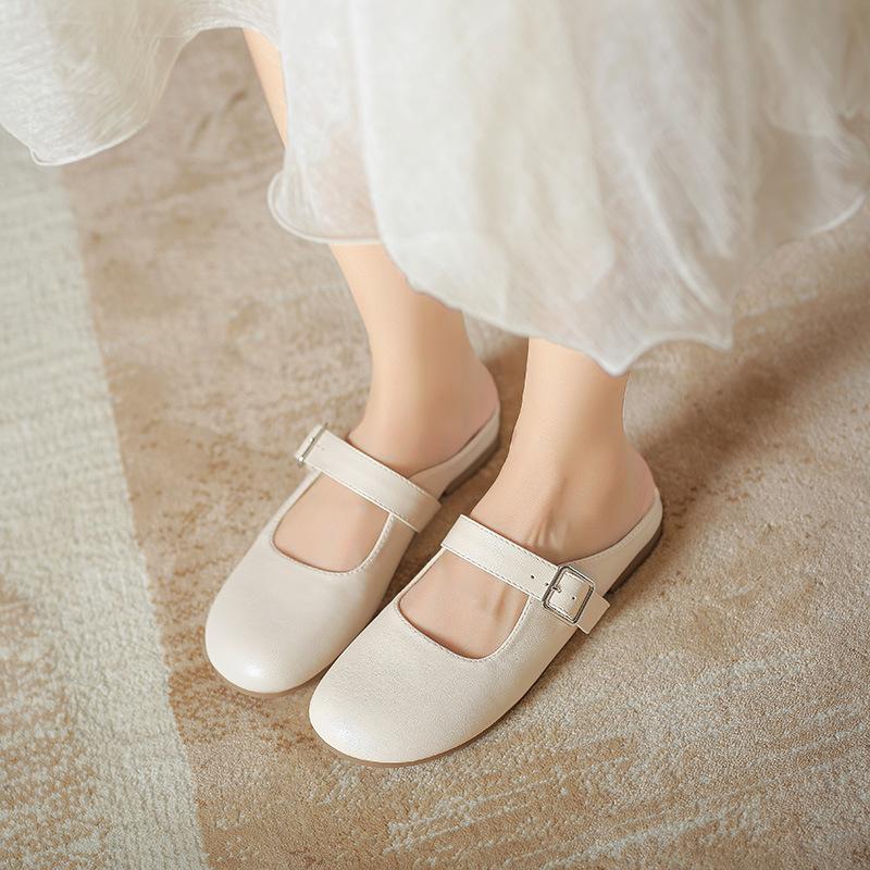 Весна и лето 2025 года новые полушлепанцы женские летние мягкая подошва удобные интернет-знаменитость ленивая сумка голова плоская подошва полушлепанцы большие