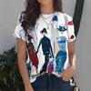 Летний топ с круглым вырезом и 3D-принтом девушки, модные повседневные женские футболки с коротким рукавом