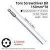 Magnetic Torx Screwdriver Bit 150mm T6-T40 1/4" Hex Shank Hollow Plum Blossom Hole Security Bits S2 Steel Electric Hand Tools