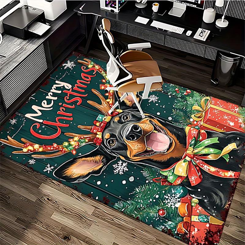 Christmas Reindeer Dog Chair Mat - Anime Cartoon Design Non-Slip Carpet for Office, Home Decor, Living Room, Bedroom, Game Room & Dormitory.R019