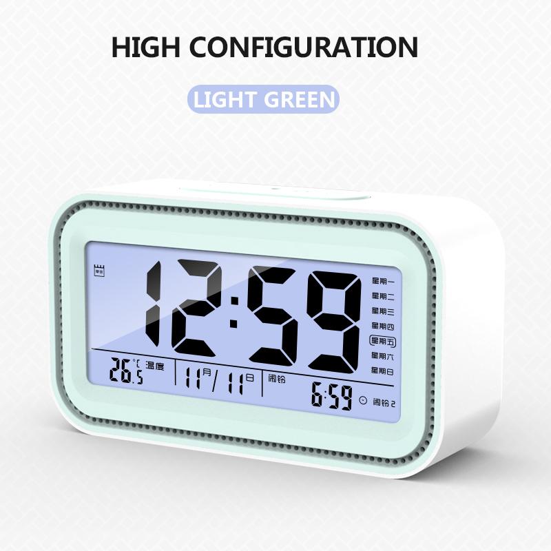 Цифровой электронный будильник, термометр-календарь, бесшумные настольные часы, функция сна, офисная светодиодная подсветка, письменный стол