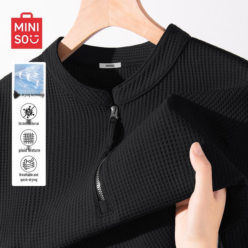 MINISO Мужская футболка с коротким рукавом и молнией на половину