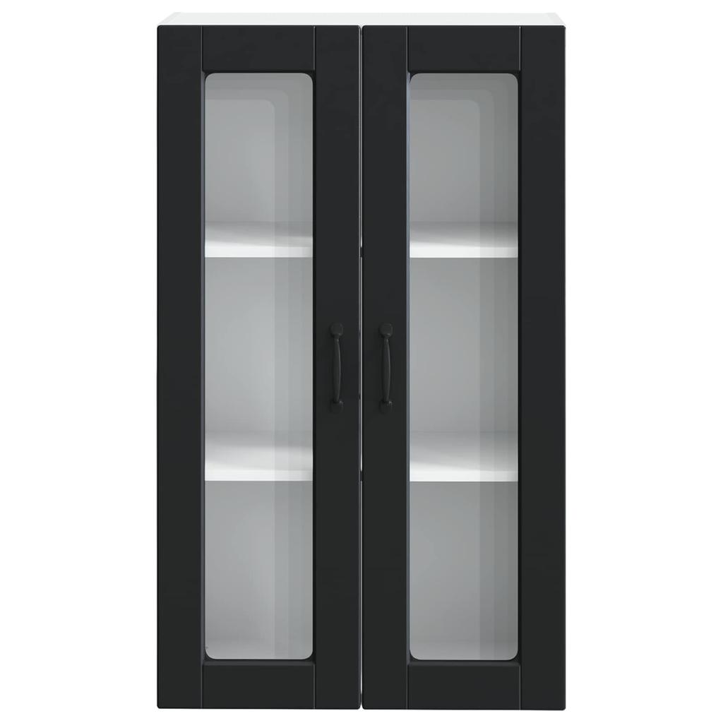 Porto Black Wall Mounted Glass Cabinet 60 x 31 x 100 cm Particleboard
