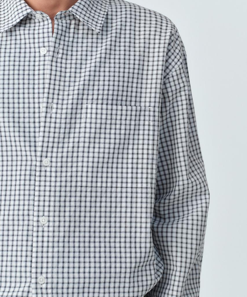 MUSINSA STANDARD Relaxed Small Plaid Check Shirt [Light Gray/Black]