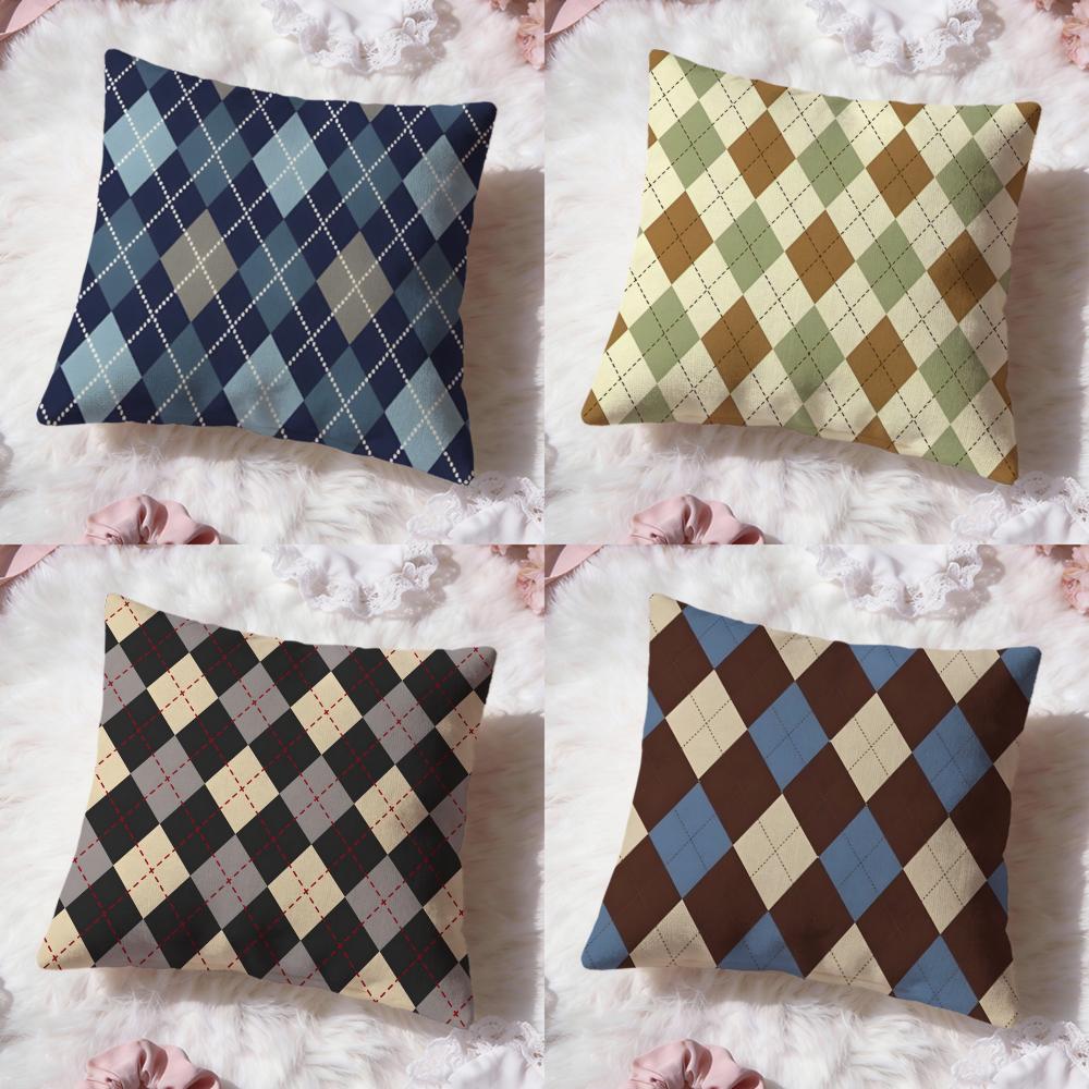 Argyle Texture Cushion Cover Premium Comfort Reversible Pillow Cove Two in One Design for Any Room Car Interior