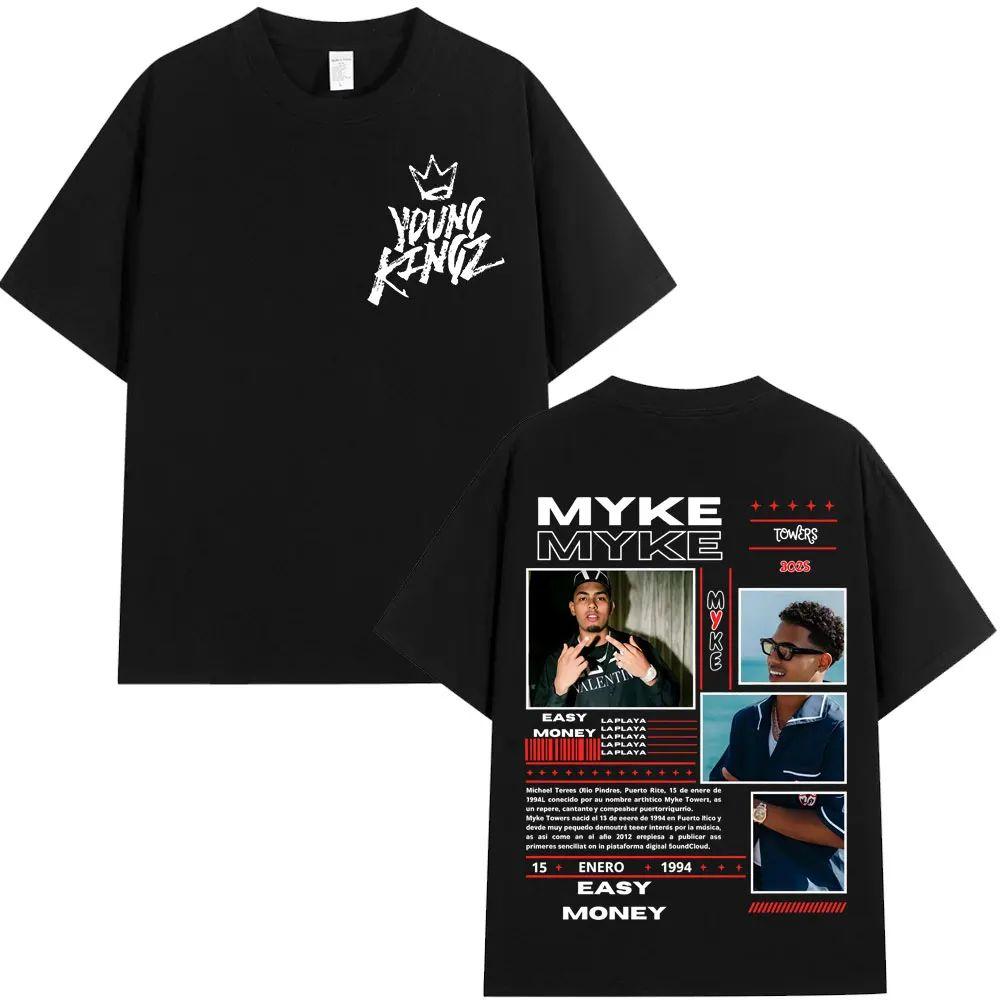 Rapper Myke Towers Graphic T-shirts Men Women Fashion Hip Hop Oversized T Shirt Comfort Cotton Short Sleeve T-shirt Streetwear