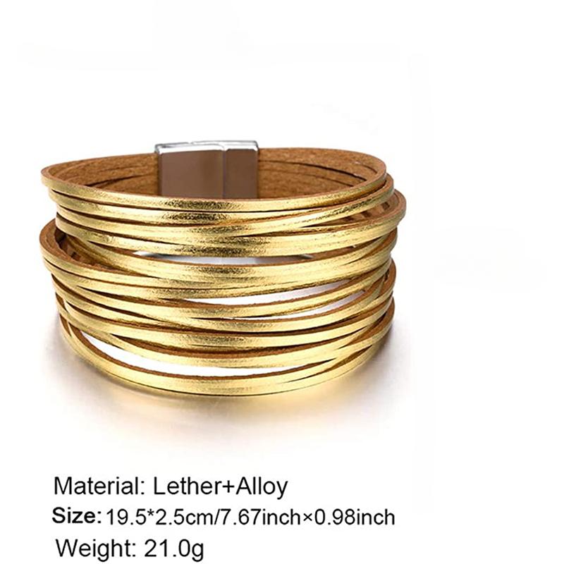 Кожаные браслеты для женщин, леопардовые многослойные хрустальные бусины в стиле бохо, браслет-манжета, ювелирные изделия