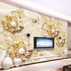 3d Stereo Luxury Photo Wallpaper Golden Flower Jewelry Murals Living Room Tv Background Wall Mural Home Decor