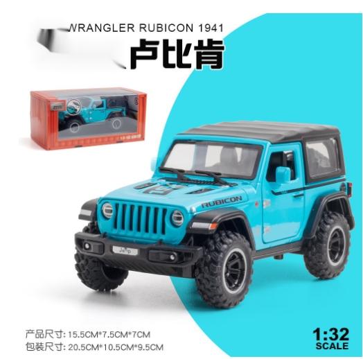 1:32 Jeep Wrangler Rubicon 1941 Off-Road Diecast Metal Alloy Model car Pull Back Sound Light Car Children Gift Collection A417 ALN1