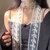 Floral Embroidery Hair Scarf Lace Long Ribbon Scarf White Flower Lace Neckerchief  Decorative Strap Necklace Head Wrap Scarves