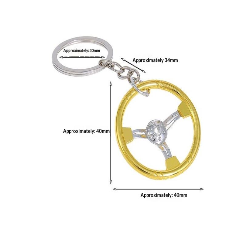 Mini Steering Wheel Keychain Non-Fading Metallic Finish Sturdy Design Key Accessory for Car Racers Hobby Collection