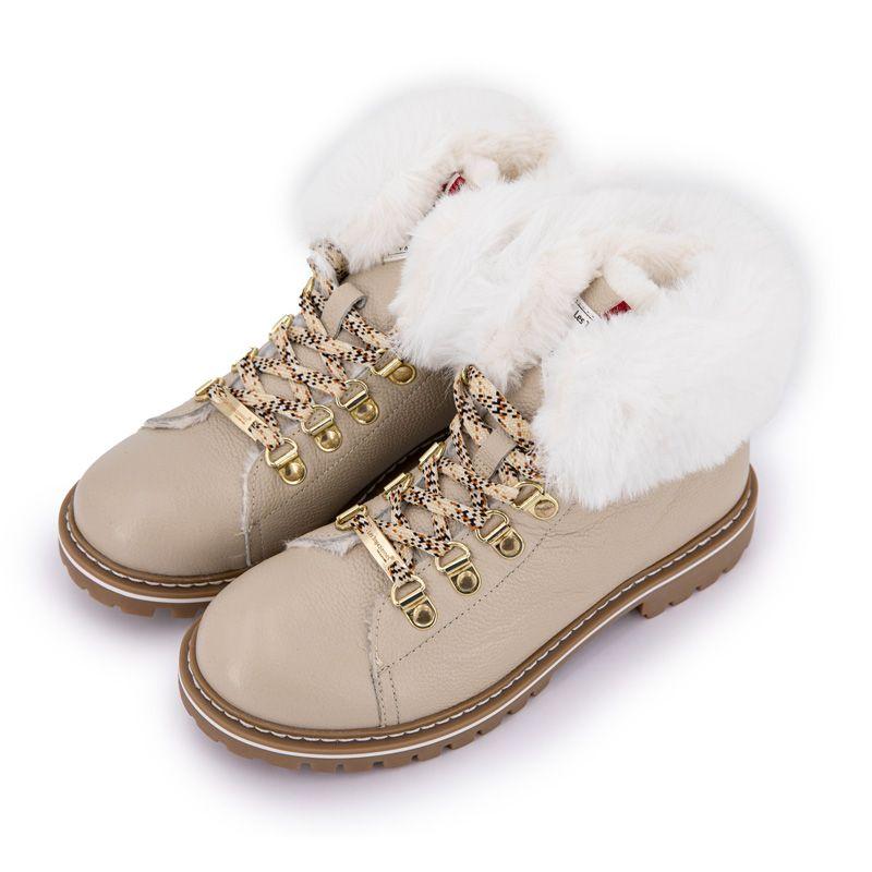 Grainy Leather Boots with Faux Fur Women LES TROPEZIENNES PAR M.BELARBI