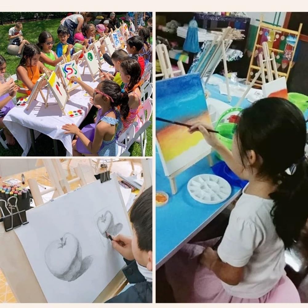 6 Pack 9 Inch Wood Easels, Easel Stand for Painting Canvases, Tripod, Kids Student Tabletop Easels for Painting, Art Craft Painting Easel Stand for