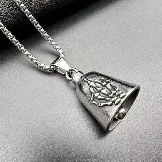 Подвеска в виде скелета руки, ожерелье, подвеска-колокольчик для мотоциклиста, подвеска-шарм с жестом 'отвали', подарок для мужчин и женщин