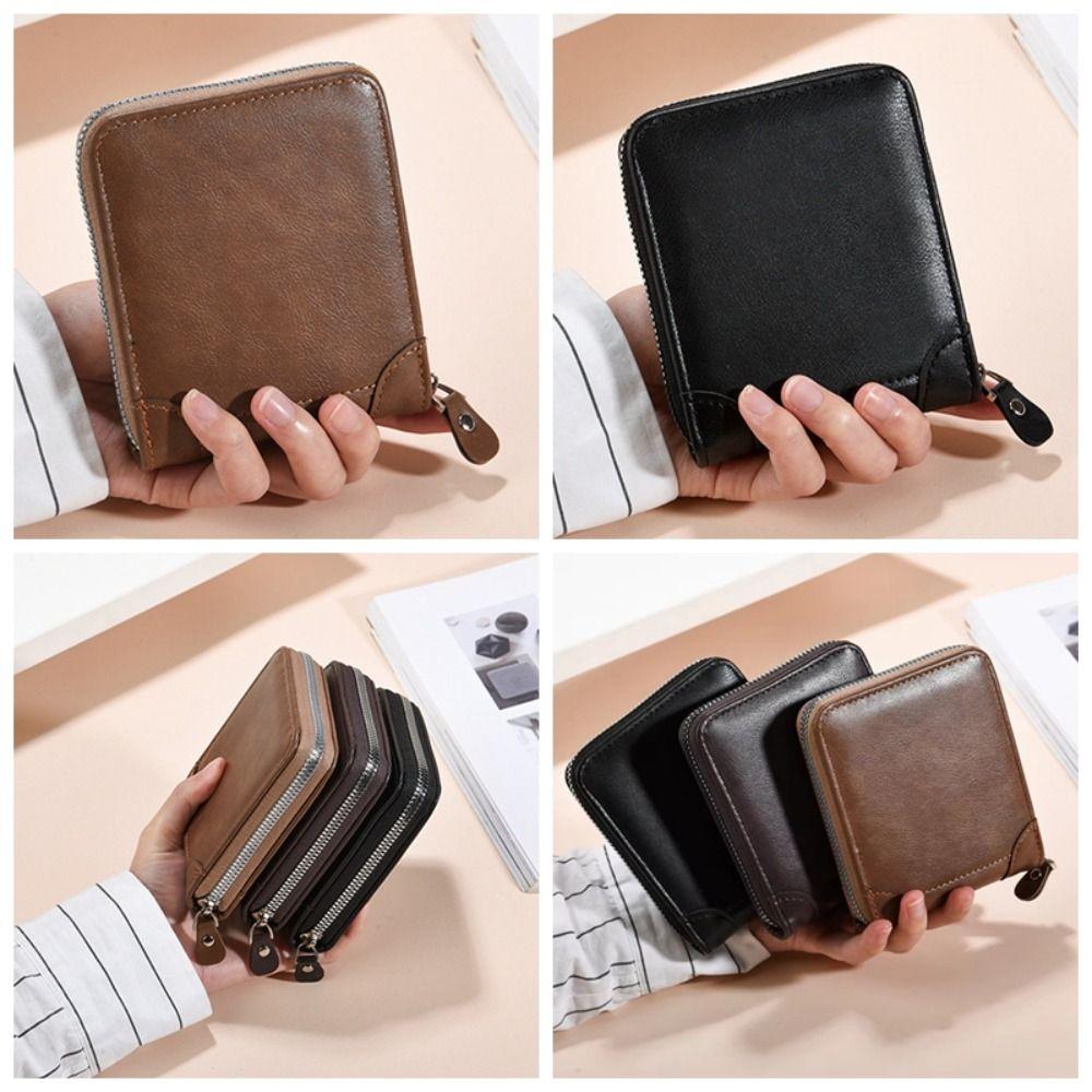 Black Men's Business Wallets Solid Color Short Billfold Purse Fashion Men's Fold Wallets Gift