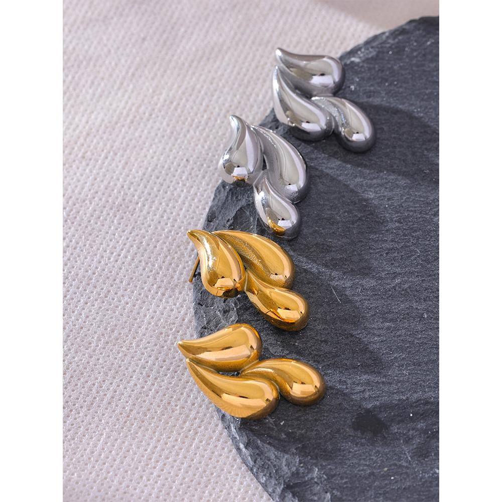 Eetit Waterproof Trendy Water Drop Metal Stud Earrings 2024 Stainless Steel Ear Jewelry 18K PVD Plated Rust Proof Accessories