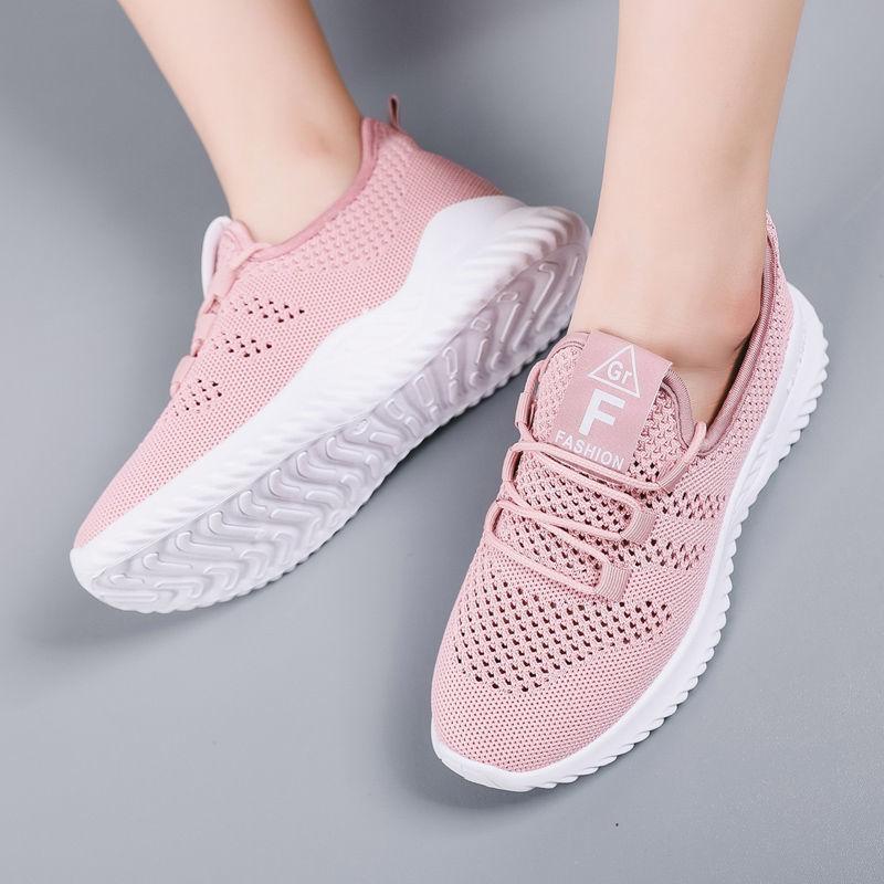 Женские кроссовки из сетчатой ткани Fly-woven, повседневные, для бега, спортивные, белые, корейская версия, модные, дышащие, сетчатые кроссовки