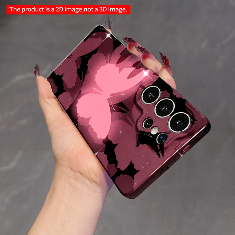 2DFlat Samsung phone case Pink Butterflies Night Glow Phone Case Applicable to Galaxy S22 S23 S24 S25ULTRA S26 A12 A13 A14 A15 A16