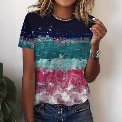 Футболки с цифровой 3D-печатью, женская футболка с круглым вырезом и короткими рукавами