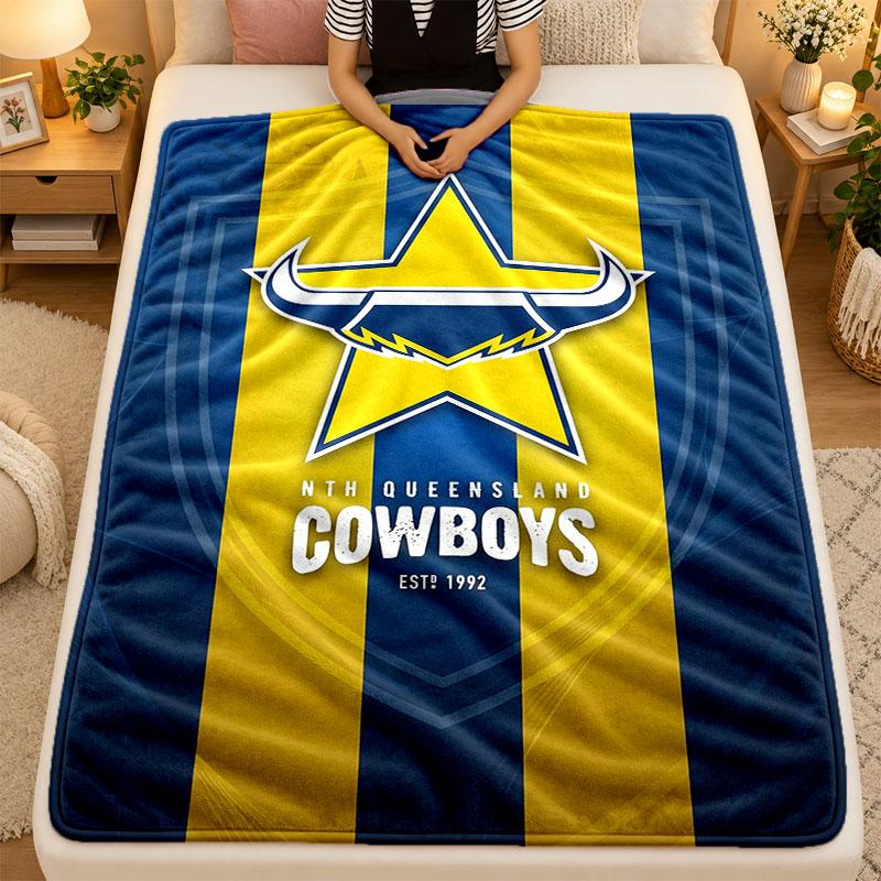 Flannel BlanketNorth Queensland Cowboys Warm Soft Throw Blanket for Indoor Sofa Bed Living Room Use