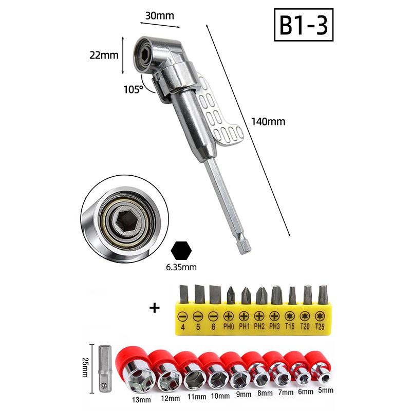 Переходник-головка с углом 105 градусов 1/4 дюйма Удлинитель Шестигранная насадка для дрели Регулируемый держатель для отвертки Шлицевой Phillips Электроинструменты Ручные инструменты