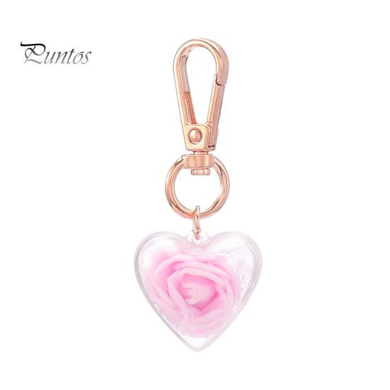 Брелок-подвеска, декор в форме розы, в форме сердца, вечный цветок, зажим из нержавеющей стали, украшение для сумки, кулон, брелок, кулон