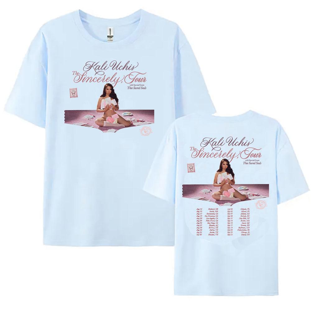 KALI UCHIS Искренний Тур 2026 Футболка Женская Одежда С коротким рукавом Хлопок Свободные Футболки Уличная одежда Унисекс Летняя Женская Футболка
