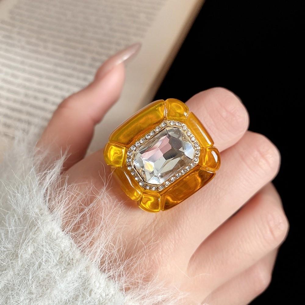 Candy Color Acrylic Resin Ring Y2K Classic Big Dome Plain Ring Geometric Ring  Party