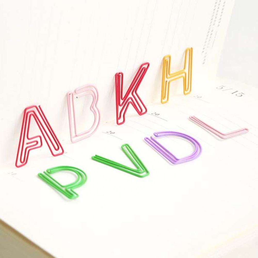 26pcs Bookmark Letter Paper Clips Hollow Paper Clamps Kawaii Alphabet Paper Clips Office Supply