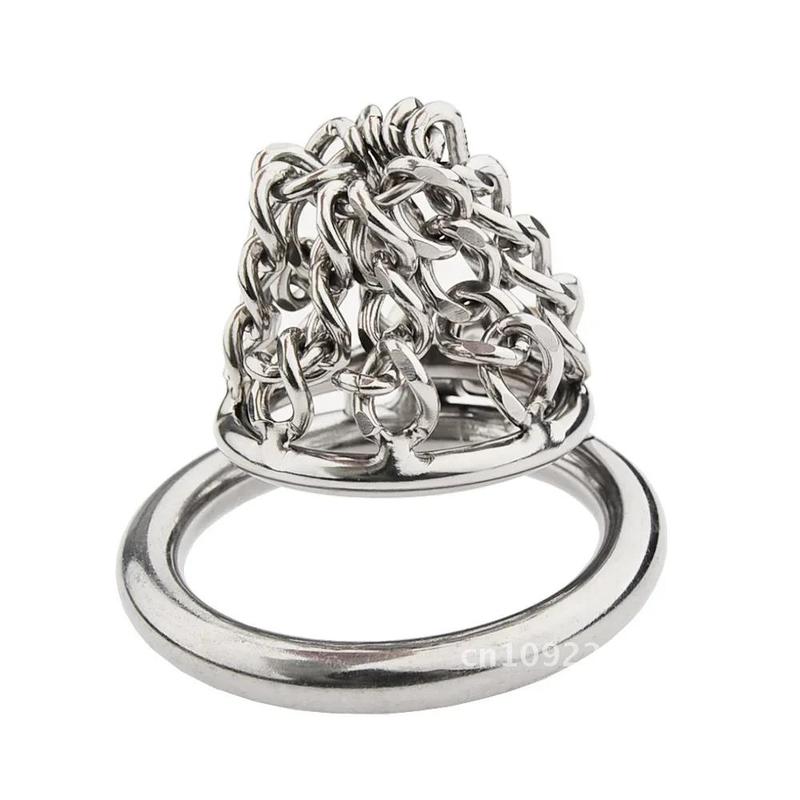 Chain Hollow Mesh Small Cock Cage Stainless Penis Male Metal Chastity Lock Sex Bondage Erotic Steel For Ring Toy Device BDSM Men