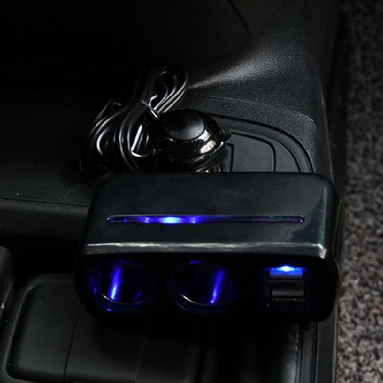 Автомобильный разветвитель прикуривателя с 2 розетками, USB-зарядкой, адаптер 12 В/24 В с USB-портом