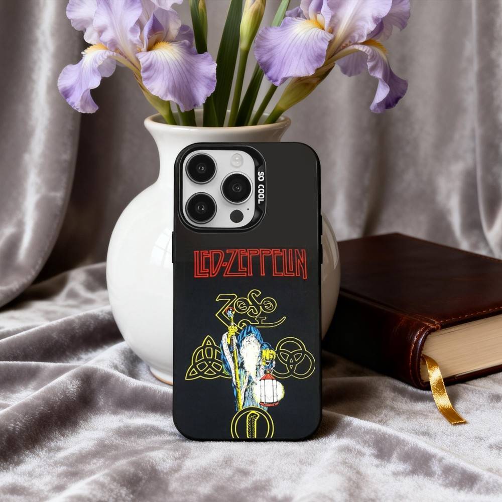 Крутой чехол для телефона Rockin L-Led Z-Zeppelin BAND для iPhone17,16,15,14,13,12,11 Plus,Pro Max Конфетный Серебряный Покрытие Внутри