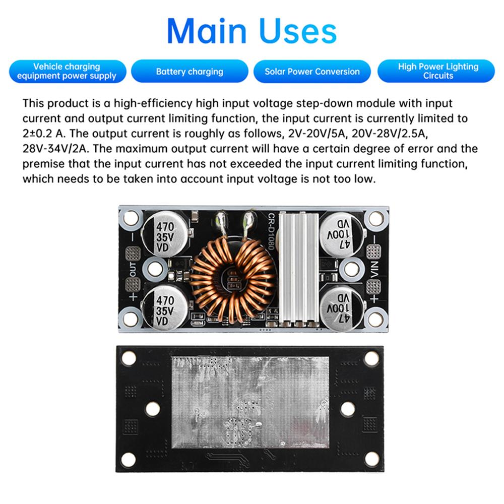 DC-DC Высокомощный понижающий модуль питания 95% Эффективность DC-преобразователь Выход Высокий ток Высокое напряжение Понижающая плата 100В на 5В/12В/24В 8А