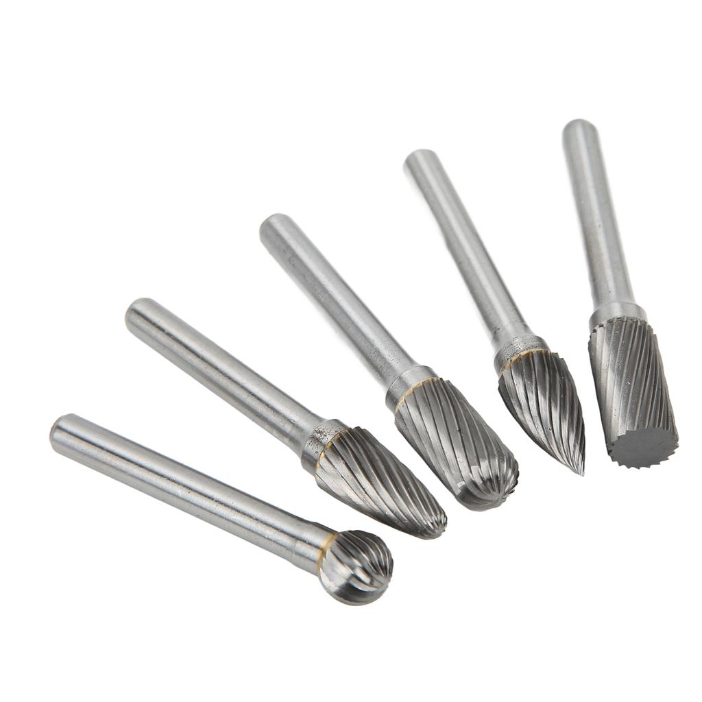 5Pcs Set Rotary Burrs Set 6x10mm Tungsten Carbide Bits for Polishing Grinding Engraving DrillingACDFG
