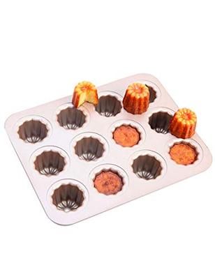 CHEFMADE Форма для канле, 12 штук, Форма для выпечки с антипригарным покрытием, Внешние размеры: приблизительно. 32.5 x 25.8 см, Размер чашки: 5.5cm