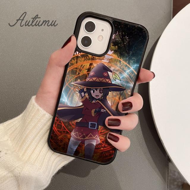 Чехол для телефона с аниме megumin konosuba для iPhone 11 12 13 14 Pro Max mini X XR XS SE 2020 5 6S 7 8 Plus Samsung Galaxy S21 S22