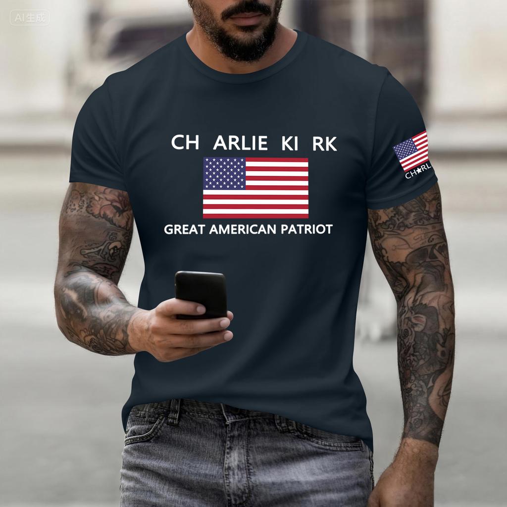 Fashionable Round Neck Short Sleeve Work Clothes Printed Tops For Mens Summer Tops