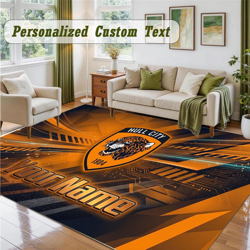 Crystal Velvet Square Rug Custom NameHull FC Pattern Non Slip Home Floor Decor Rug