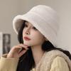 Autumn and winter new fisherman's hat children plain and versatile bucket hat thickened warm and cold-proof plush basin hat tide