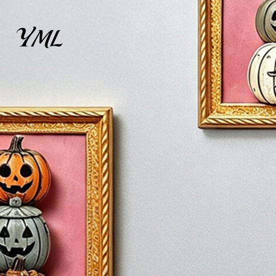 Metal Cabinet Ornaments Halloween Pumpkin Frame Refrigerator Magnet, Vintage Ghost Fridge Waterproof Magnets Whiteboard Decorative Magnet for Holiday