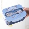 Cartoon Lunch Box Mug Set Portable Plastic Bento Box with Fork Kid's Lunch Box Food Storage Container Food Holder