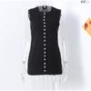 Женский черный жилет однобортный с круглым вырезом без рукавов тонкий тонкий пиджак на шнуровке топы блейзер жилет женский офисный длинный жилет