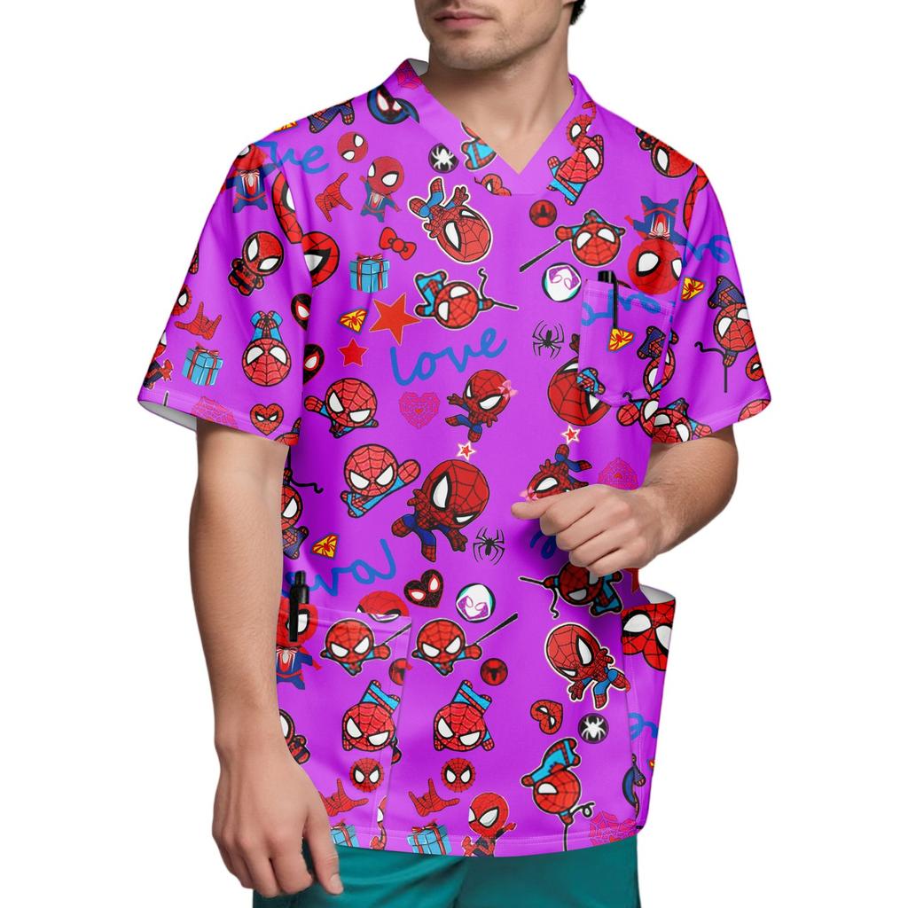 Мужской топ с коротким рукавом и V-образным вырезом с принтом нагрудного кармана