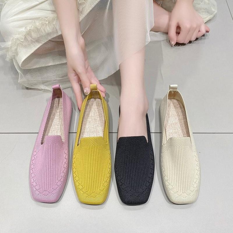 2024 Весна Новые сетчатые балетки Женские квадратные носки Повседневные лоферы Дышащие балетки Обувь для вождения Кроссовки Мокасины Женские балетки