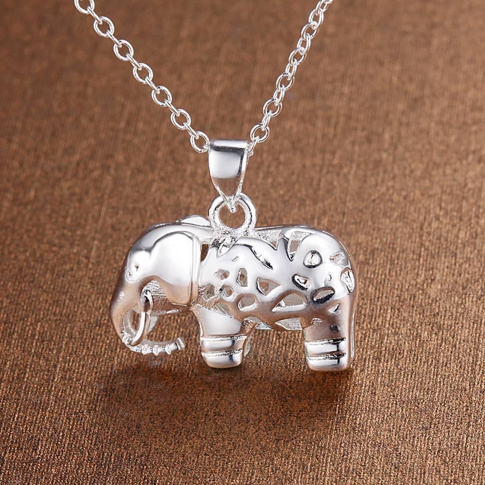 Fine charms 925 Silver Pretty elephant pendant Necklace For Women fashion Wedding accessories party Jewelry gifts