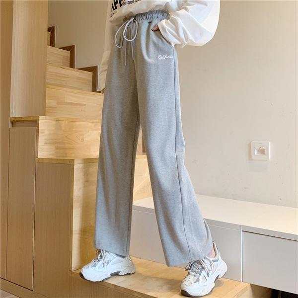 Женские серые спортивные брюки в американском стиле – новинка весны и осени 2025 г.: Свободные, облегающие, повседневные, прямые, широкие спортивные брюки.