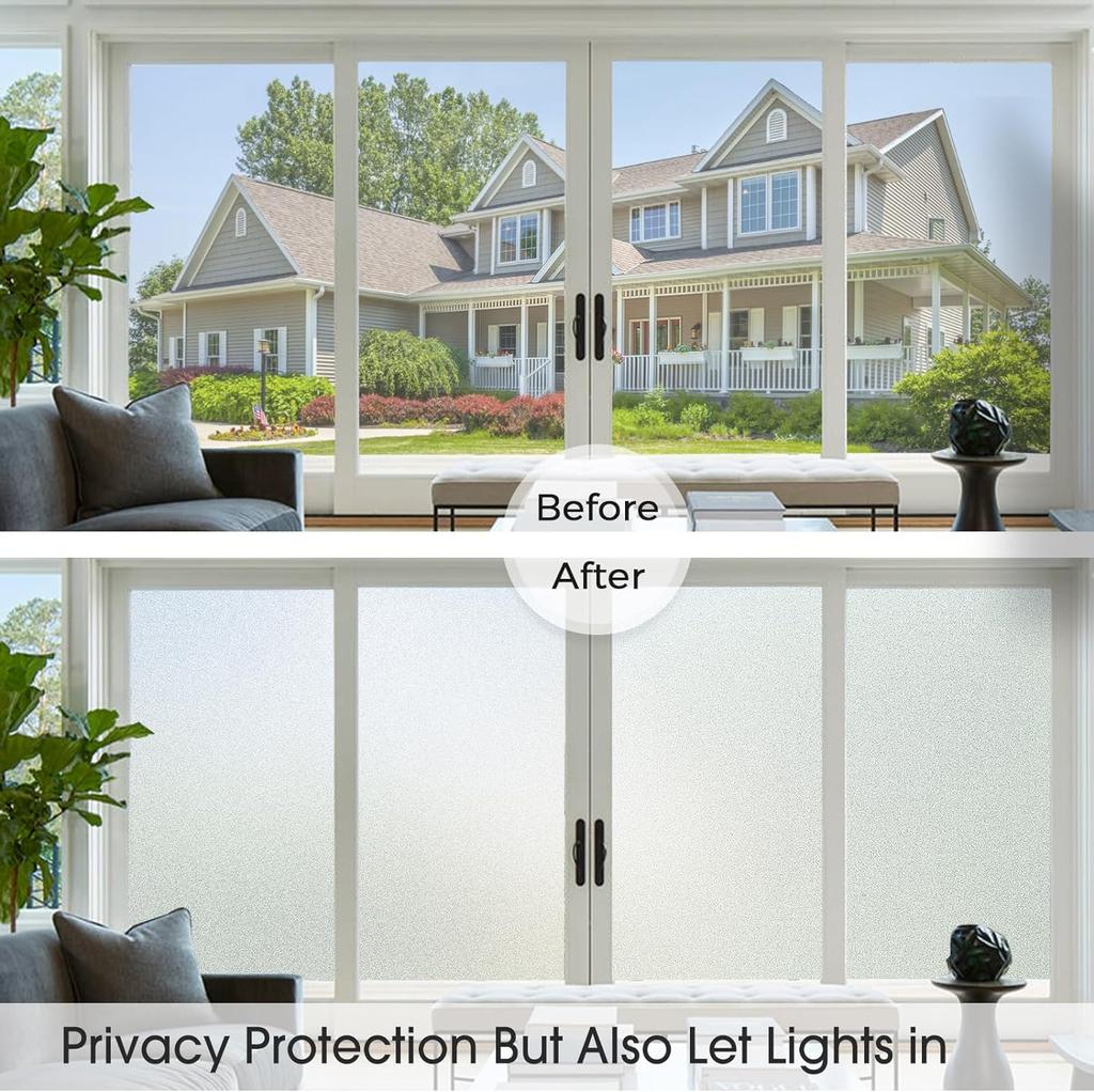Пленка для окон Матовое стекло Пленка для приватности окон Без клея Пленка для приватности окон в ванной Статическая липкая Неклеящаяся Защита от солнца Тепло
