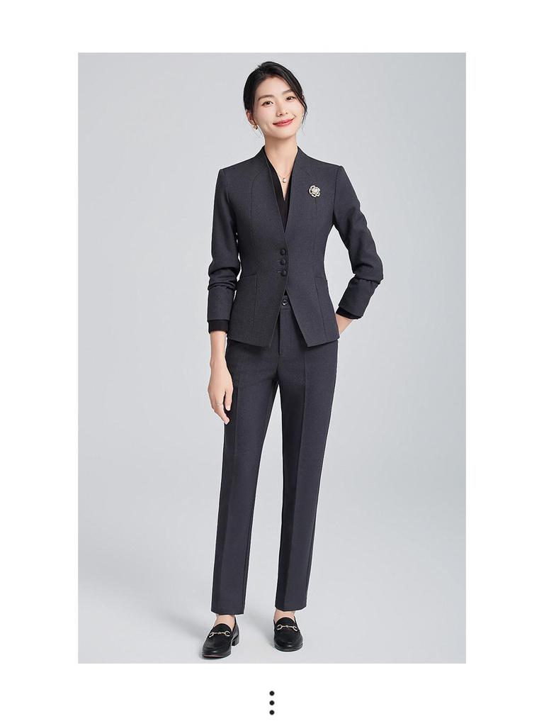 Женский пиджак без воротника - 2024 Весна/Осень Высококлассный салонный и гостиничный прием Профессиональный комплект рабочей одежды