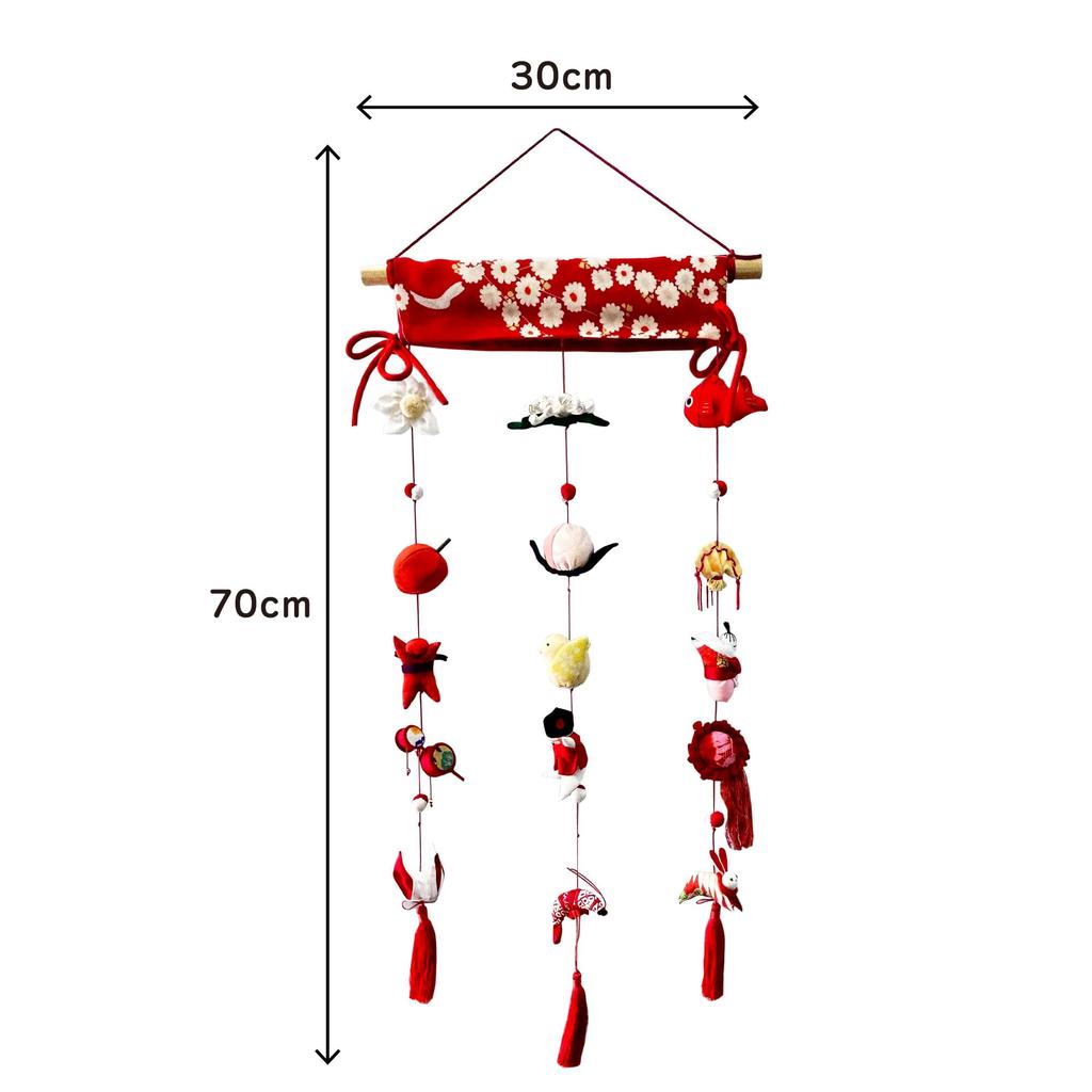 Hanging Decorations with Red Fabric Tapestry Hanging Hina Hanging Chirimen Perfect for the Doll Hina for the First Doll Festival Chikyu-ya [3 78315]